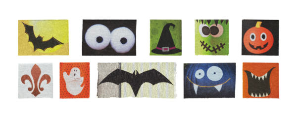 halloween party decor elements, magazine cutout png stickers with pumpkins bats ghosts for diy celebration
