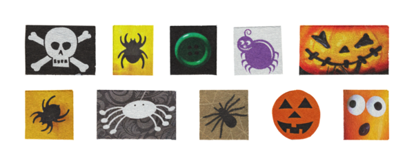 dark halloween horror cutout set with bats ghosts and carved pumpkins, moody png graphics for spooky projects
