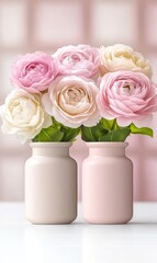 Soft Blush Flowers in Elegant Jars