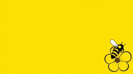 Yellow background bee flower