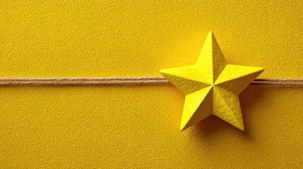 Yellow paper star on string