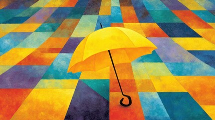 Yellow umbrella colorful geometric pattern