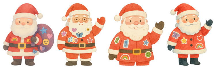 Fototapeta premium Cute festive Santa characters illustration.