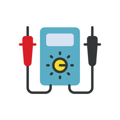 Multimeter voltage tester icon in color for electrician, safety, and repair visuals.