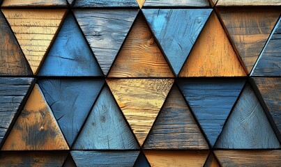 Geometric wooden wall paneling