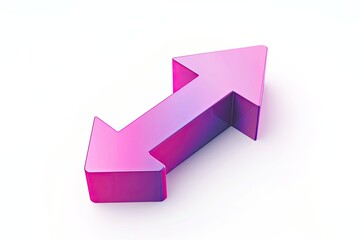 A vibrant, fuchsia-hued, 3D arrow icon, pointing upward and downward, suggesting resizing or scaling, set against a stark white backdrop.  I