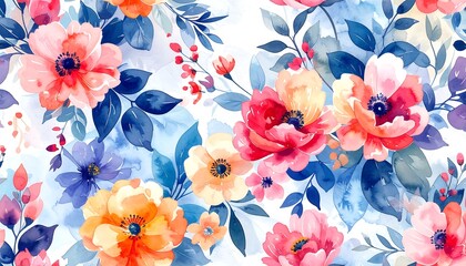 Floral watercolor seamless pattern