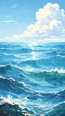 Open ocean vista, bright sunny day