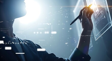 Futuristic Digital Interface Interaction For Innovation And Technological Advancement