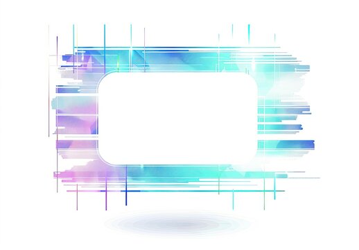 Abstract rectangular frame with a soft, pastel color palette, featuring a blend of translucent, brushstroke-like elements and glitch-style lines creating a 