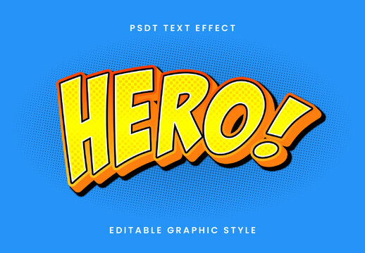 Yellow And Orange Comic Halftone Superhero Text Effect Retro Comic Pop Art Font