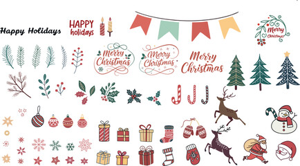 Christmas Vector Elements Set &ndash; Holiday Icons, Decorations and Illustrations
