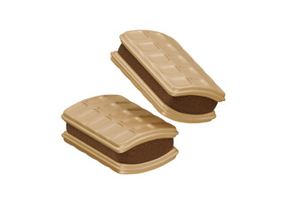 waffle sandwich icon 3d illustration render