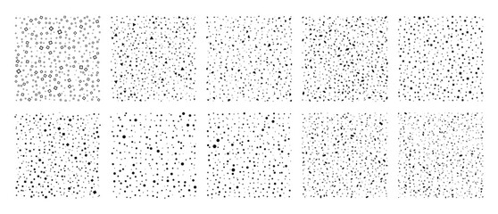 Set of grunge style backgrounds with geometric shapes repeating randomly