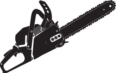 Fototapeta premium black silhouette of chainsaw on white background, vector