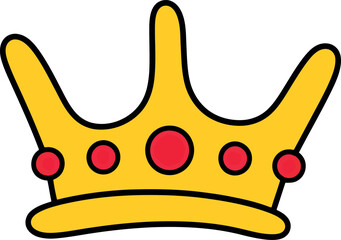 Golden crown with red jewels royalty luxury symbol vector