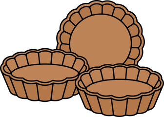 Empty tart shells baking ingredients pastry dough ready to fill vector