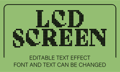 Retro LCD Screen Text Effect – Minimal Pixel Characters (Low-Bit Pager Inspired) for Illustrator