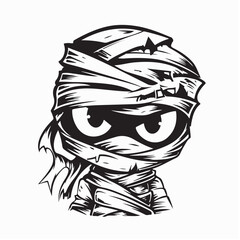 Little Horror Mummy Character Vector Illustration on White Background