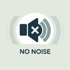 Fototapeta premium Muted speaker icon graphic represents silence no sound off button symbol with text no noise for audio controls and alerts vector