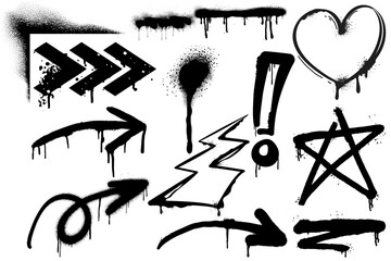 vector set of hand drawn sketch doodle arrows, vector set of hand drawn sketch doodle arrows, Urban graffiti spray paint icon set in street art style and gritty grunge texture for dynamic designs. - 1
