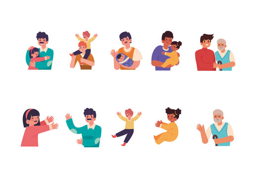 Colorful Fathers Day Illustrations Set