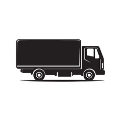 Isolated Black Silhouette of a Cargo Truck for Logistics and Transportation