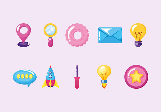 Colorful Start Up Communication Illustrations Set