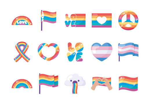 Colorful Pride Day Celebration Illustrations Set