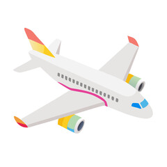 Naklejka premium Passenger Airplane with Wings Colored Icon