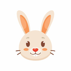 Obraz premium Adorable cartoon bunny face illustration, featuring a happy expression and soft pastel colors, perfect for children's designs, Easter themes, or spring-related projects