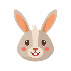 Fototapeta premium Adorable cartoon bunny face showcasing a friendly grin and charming pink features, ideal for spring holiday projects and children's content, perfect for various creative designs