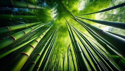 Lush Green Bamboo Stalks With Vibrant Leaves Create A Serene And Natural Ambiance Evoking Feelings Of Tranquility And Growth