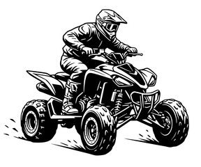 Rider on a quad bike in full gear, extreme sport svg, ATV racing svg, off-road svg, quad bike svg © VisuaLabArt