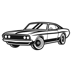 Naklejka premium Vintage American Muscle Car Illustration Classic Automotive Design Perfect for Car Enthusiasts Black and White Styling Timeless Appeal