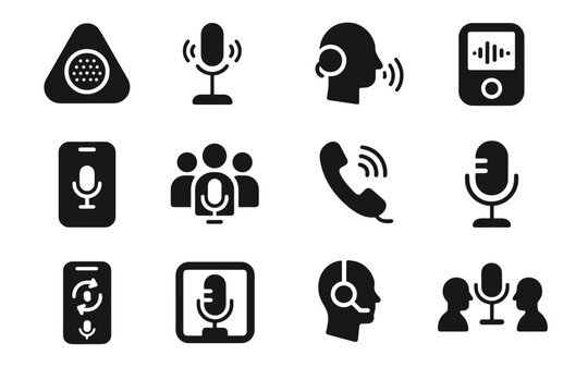 Helper collaborative office gadget tools ai voice icon meeting vector team symbol