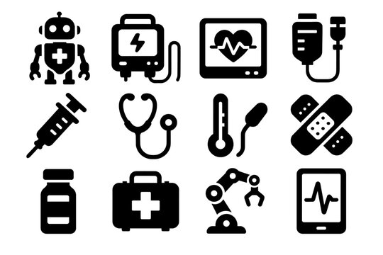 Medicine medic stethoscope tablet heart emer aid thermometer icon monitor vector