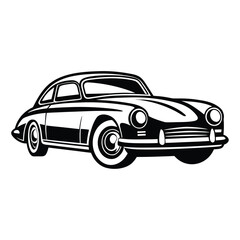 Obraz premium Monochrome Vector Illustration of a Classic Car A Timeless Representation of Automotive Elegance and Vintage Design
