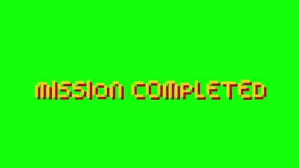 Mission completed text looped animation with bounce effect on alpha channel and green background. Bounce title video game screen. mission completed. - Powered by Adobe