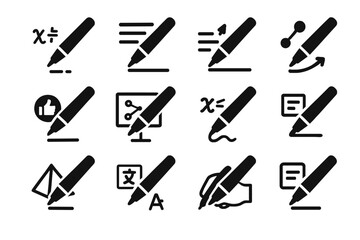 Digital marking icons educational displaying icon pen connected vector feature stylus vocabulary
