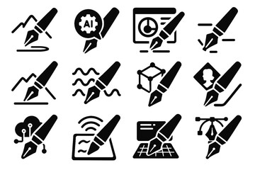 Ai finishing vector digital icon board user generating to pen holographic art