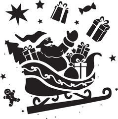 Santa Claus in Sleigh Holiday Vector Art Christmas Sleigh and Festive Graphic Design