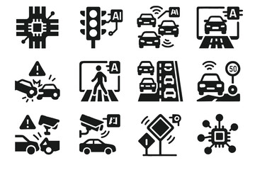 Unit vector iconography light system smart hub sign vehicle traffic icon