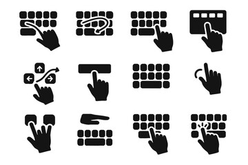 Icons feedback sliding keys keyboard vector typing hand hovering icon gesture input