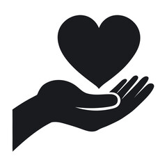 Minimalist graphic illustration of an open hand offering something