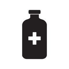 Fototapeta premium Black Medicine Bottle with White Cross Icon