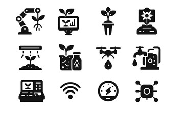 Icons wireless greenhouse icon vector nutrient automated robotic meter moisture water chart