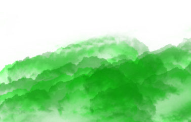 Green abstract fog smoke haze isolated on transparent background.