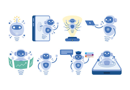 Colorful Artificial Intelligence Chatbot Illustration Set