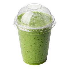 takeaway drink cup with dome lid, green smoothie inside